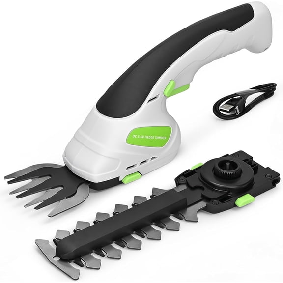 2-in-1 Cordless Hedge Trimmer Grass Shear, Handheld Electric, 2.0Ah Battery
