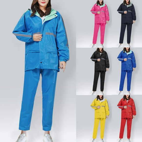 Sentmoon 2 Pieces Set Rain Suit for Men and Mens Rain Pants with Hood Long Sleeve Womens Rain Coat Lightweight Waterproof with zipper Rain Jacket Women for Hiking, Camping & Everyday Use