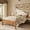 Natural Wood, variant on Morden Fort Spindle Queen Bed Frame with Upholstered Headboard, Solid Wood Platform Bed Frame for Bedroom, Espresso