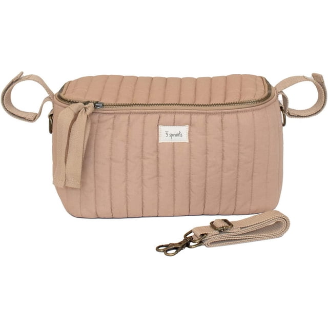 3 Sprouts Universal Quilted Stroller Caddy Organizer with 2 Cup Holders and Adjustable Shoulder Strap