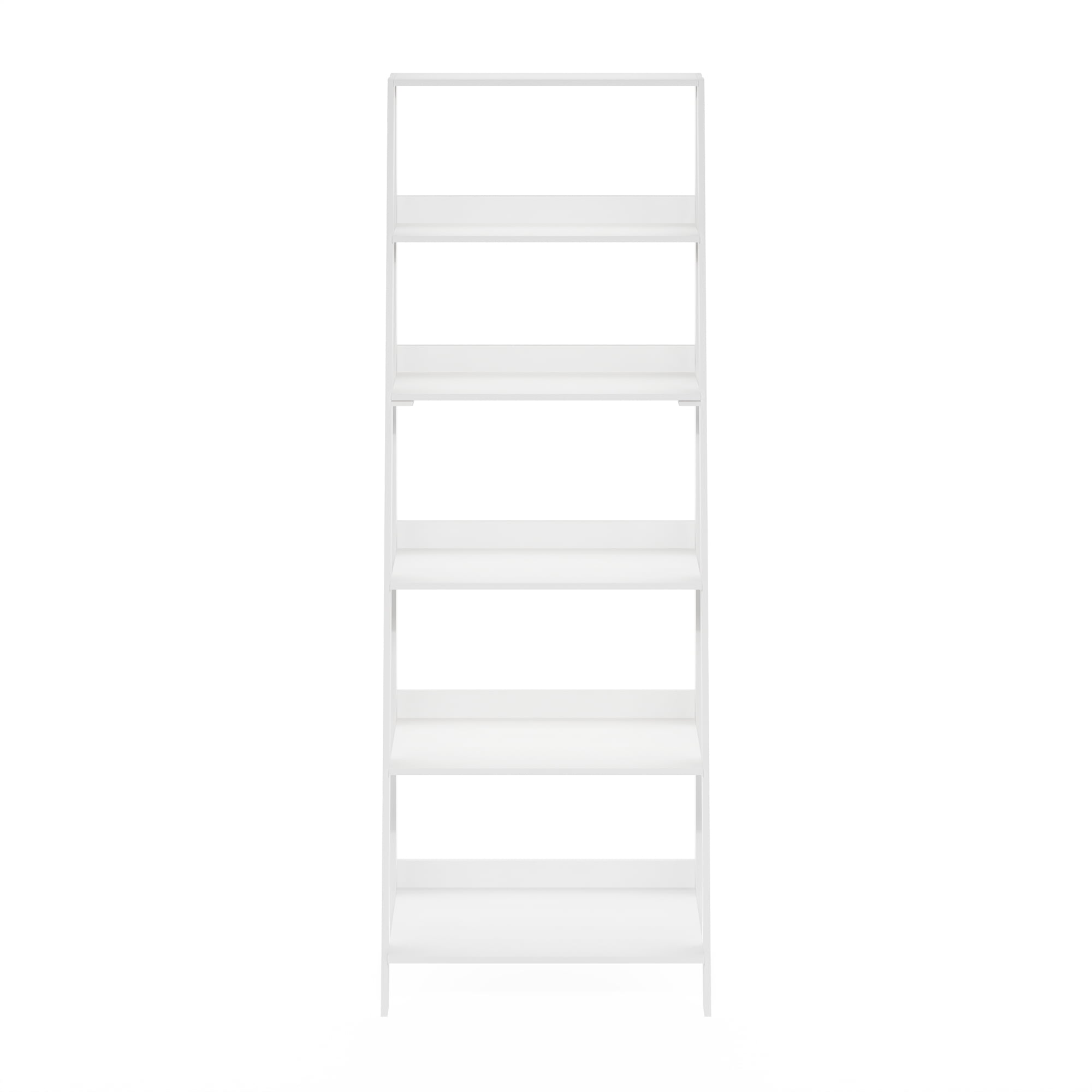 Furinno Ladder Bookcase Display Shelf in 6-Tier in White