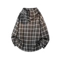 thumbnail image 4 of Handshe Men's Hooded Plaid Jacket, Long Sleeve with Button Front and Pocket, Casual Outerwear for Daily Wear and Outdoor Activities, 4 of 9