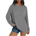 thumbnail image 2 of BVOFAR Women's Oversized Tops Long Sleeve Round Neck Solid Color Shirts Casual Loose Fit Trendy Blouses 2025, 2 of 9