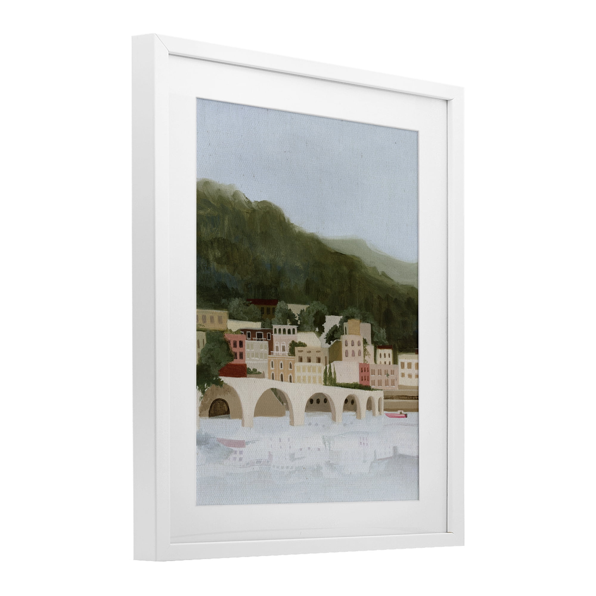 Stupell Industries Coastal Mountains By Sea White Framed Print Under Glass, design by Grace Popp