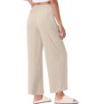 thumbnail image 4 of Liquidation de Pantalons pour Femmes! Pantalons en Lin à Rayures pour Femmes, Décontractés, à Jambe Grand, Pantalons Raccourcis, Coton et Lin, Taille Élastique, Légers, Pantalons d'Été, 4 of 7