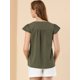 thumbnail image 5 of Camiseta Manga Tulipán Cuello En V Básico Para Mujer Verde oliva M, 5 of 6
