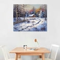 thumbnail image 2 of JEUXUS  - Canvas Wall Art - Winter Forest Snow Village - Modern Home Art Stretched and Framed Ready to Hang, 2 of 4