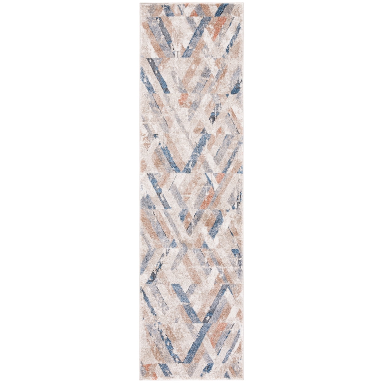 SAFAVIEH Coppertone Amara Geometric Area Rug, Ivory/Navy, 6'7" x 6'7" Round