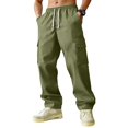 thumbnail image 5 of ADSSDQ Mens Casual Baggy Cargo Pants Stretch Sweatpants Loose Fit Drawstring Hiking Workout Joggers with Multi Pockets Army Green 2XL, 5 of 8