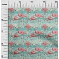 thumbnail image 2 of oneOone Cotton Silk Turquoise Green Fabric Tropical Flamingo With Abstract Background Sewing Craft Projects Fabric Prints By Yard 42 Inch Wide, 2 of 4