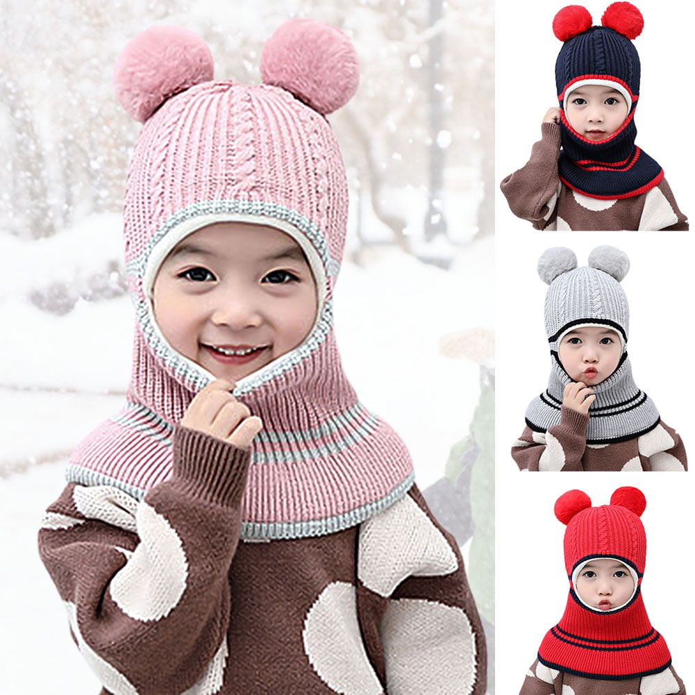 SPRING PARK Cute Baby Winter Beanie Hats Double Pompom for Women Girls