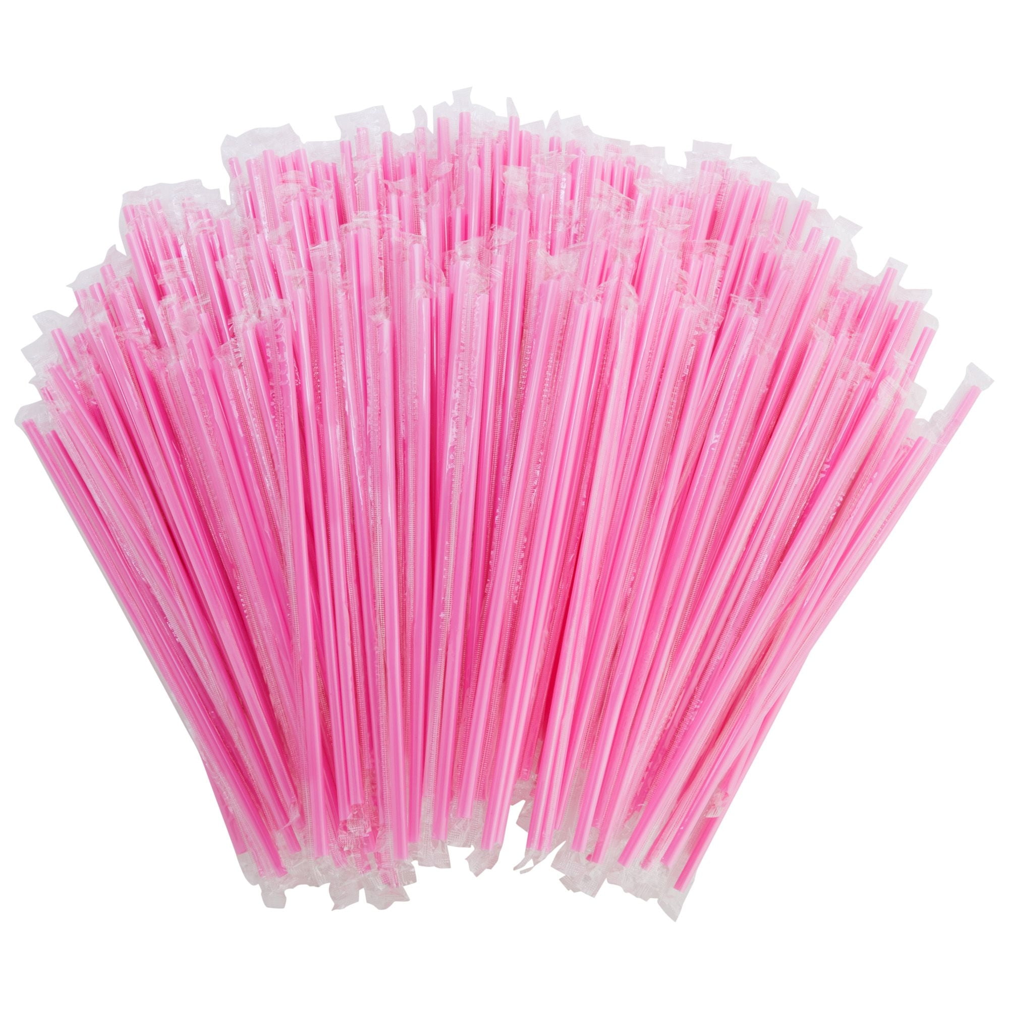 WerkaSi 100pcs Heart Straws Disposable 8.26-inch Pink Plastic Party Straws Pink Drinking Straws