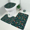 thumbnail image 2 of Green Christmas Dinosaur and Snowman Pattern Bathroom Rugs Sets 3 Piece,Toilet Cover Set,Absorbent Non Slip Bathroom Mats Sets with U-Shaped Contour Rug Toilet Rug Set, 2 of 5