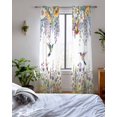 thumbnail image 3 of Watercolor Floral Sheer Curtains 84 Inch Length 2 Panels Set for Living Room/Bedroom, Spring Daisy Sunflowers Wisteria Hummingbird Kitchen Curtains Grommet Curtains Window Treatments 42"x84"x2, 3 of 7