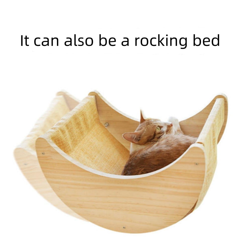 Cats Window Beds Moon Perches Seat for Indoor Cat, Wooden Moon Cat Hammock