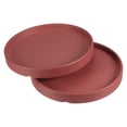 thumbnail image 1 of Uxcell 6" Cerámica Redonda Plato de Maceta Bandeja de Goteo Coaster, Paquete de 2 en Color Marrón, 1 of 1