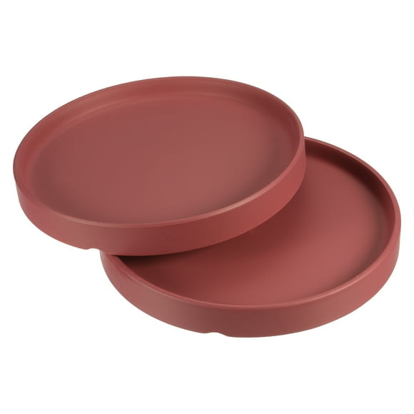 Uxcell 6" Cerámica Redonda Plato de Maceta Bandeja de Goteo Coaster, Paquete de 2 en Color Marrón