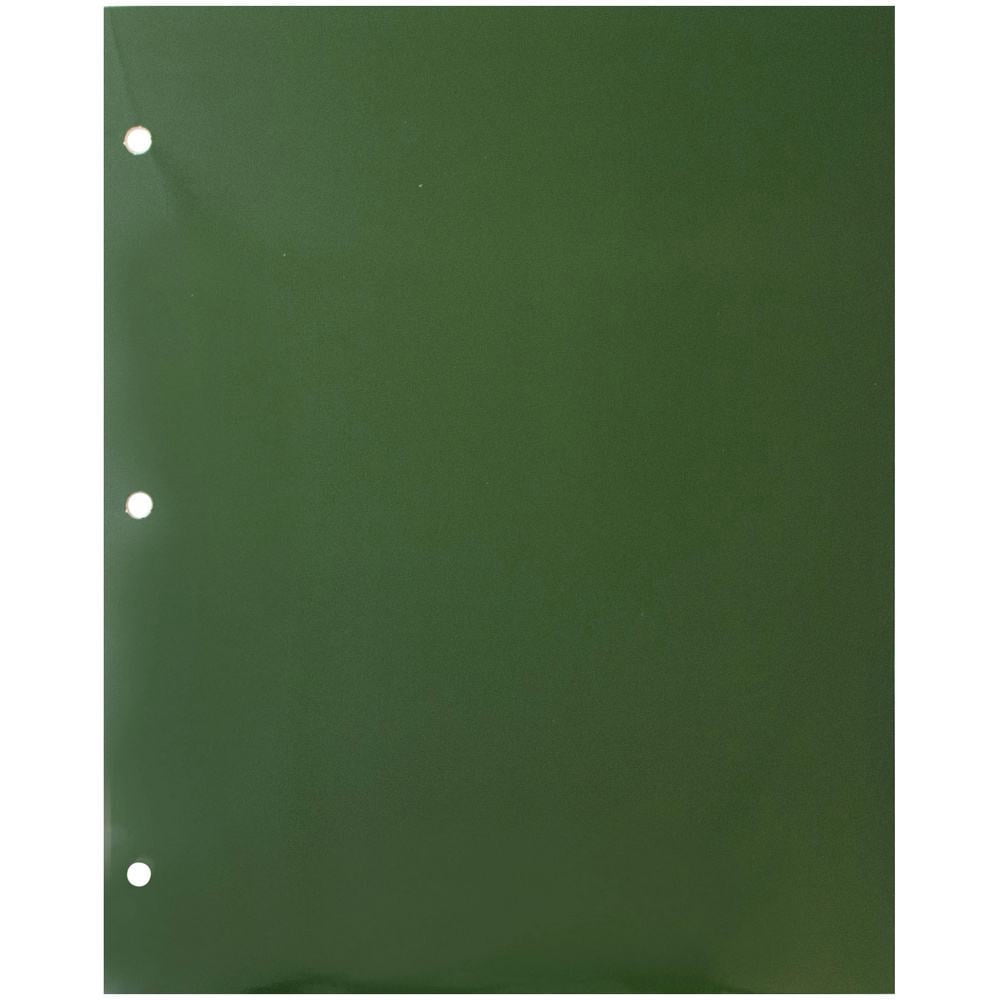 JAM Paper Glossy 3 Hole Punch Folders, Green, 25/Pack