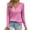 Pink, variant on Jalioing Casual Tops for Women Fall Winter Long Sleeve Button V Neck Loose Tunic Shirts Ribbed Fashion Blouses