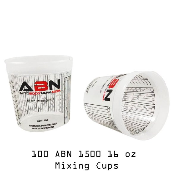 ABN Clear Plastic Paint Mixing Cup 100Pack 16oz Ounce / 473mL