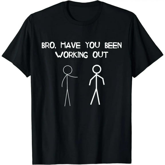Gym Humor Stick Figure Graphic for Workout Tee T Shirt Top Casual Short Sleeve Round Neck Black S-5XL