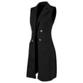 thumbnail image 6 of Women's Sleeveless Suede Long Vest Casual Lapel Open Front Duster Vest Color: Black Size: XL, 6 of 9