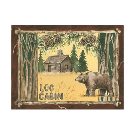 Cabin Wall Art - Log Cabin Bear Print Wall Art By Anita Phillips