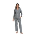 thumbnail image 7 of ANLIQI Women's 100% Cotton Long Sleeve Pajama Sets Button Down Notched Collar Sleepwear Soft Lounge Pjs with Pockets (Dark Grey,M), 7 of 7