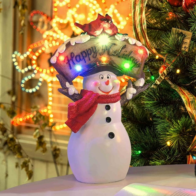 Yescom Christmas Tabletop Decoration Snowman with Led Light Christmas Theme Wedding Home Party Tabletop Decoration