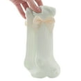 thumbnail image 1 of Faithtur Girl's Solid Color Socks, Breathable Long Tube Socks with Big Bowknot Decor for Spring and Autumn, 1 of 3