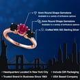 thumbnail image 2 of Gem Stone King 18K Rose Gold Plated Silver Red Created Ruby and Black Onyx Engagement Ring for Women | 1.95 Cttw | Round 6MM | Gemstone July Birthstone | Size 9, 2 of 6