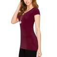 thumbnail image 5 of Made by Johnny Women's Basic Fitted Short Sleeve V-Neck T Shirt XL BURGUNDY, 5 of 6