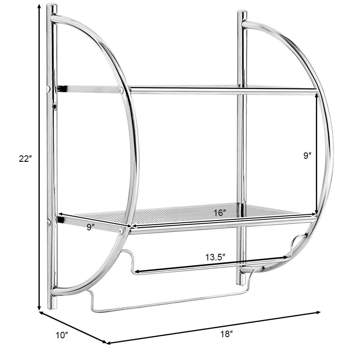 Gymax 2-Tier Metal Shower Organizer, Silver