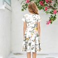 thumbnail image 5 of Abcomgle Summer Dresses for Girls 14-16 Casual A-Line Short Sleeve Midi Dress Butterfly Floral Print Flare Crew Neck Swing Skirt with Pockets for 4-14t Kids, 5 of 5