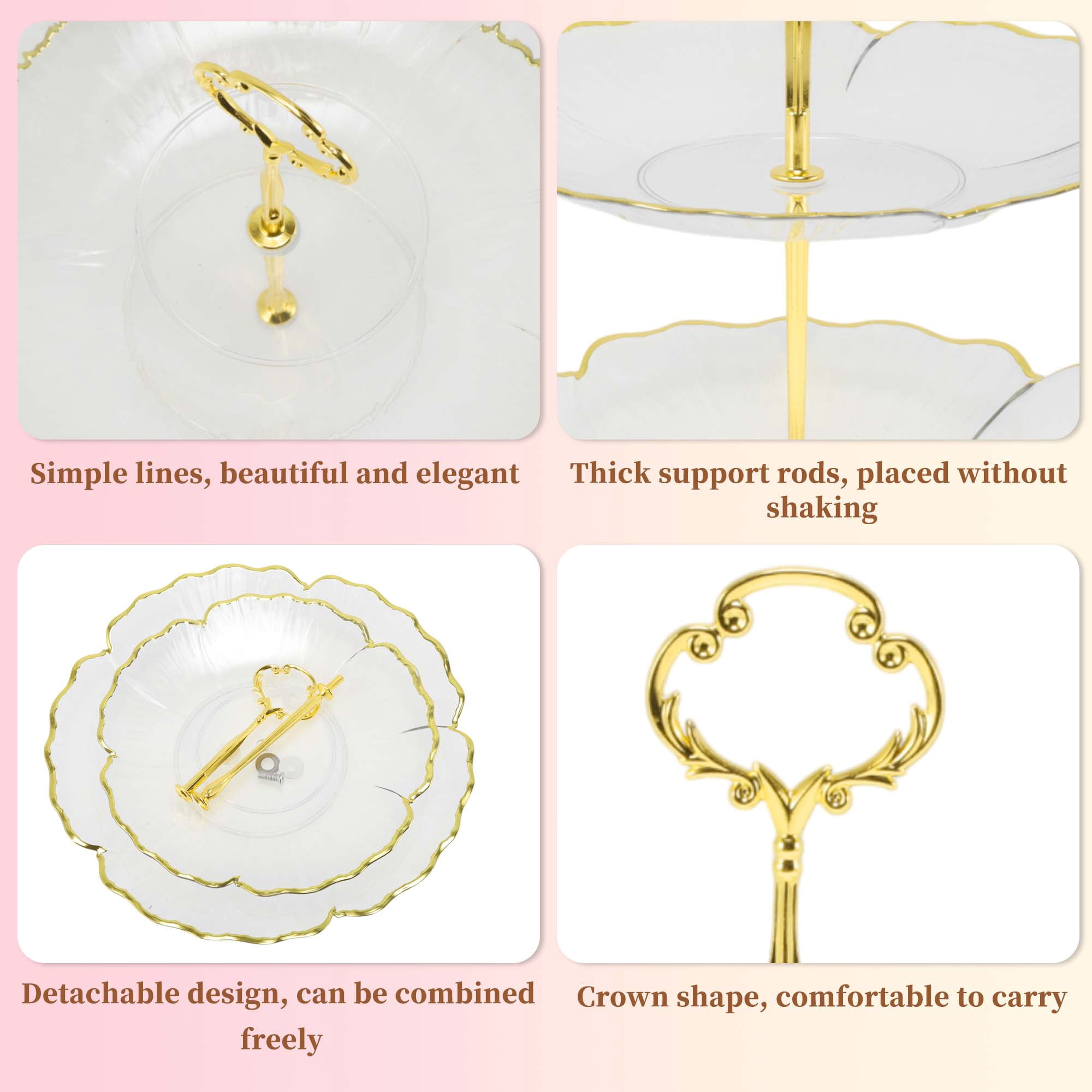 Unique Bargains 2 Tier Dessert Cupcake Stand Holder with Five Petals Design Clear