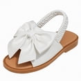 thumbnail image 3 of TOWED22 Girls Sandals Summer Open Toe Flats Shoes Dress Sandals for Toddler Little Kid Big Kid White,4, 3 of 8