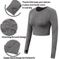 thumbnail image 3 of FITVALEN Women Seamless Long Sleeve Workout Yoga Crop Top Sport Fitness Top Shirts with Thumb Hole, 3 of 7