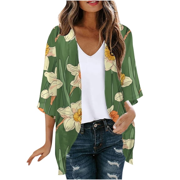 BangWanChi Summer Cardigans for Women Lightweight 2024 Women's Spring Summer Loose Casual Fashion Long-sleeved Cardigan Top