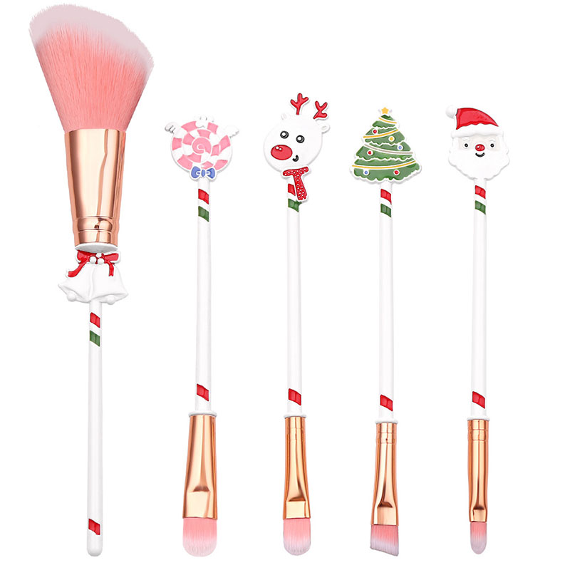 5Pcs Christmas Makeup Brushes Set Blush Powder Face Eye Cosmetic Tool