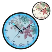 Voice Activated Clock with Glow Light 12 Inch Large Silent Wall Clock Battery Operated for Home Decor Geometric Snowflakes and Stars