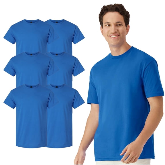 Gildan Men's Light Cotton T-Shirt, Short Sleeve Crew Neck Modern Classic Fit Tee, Royal, S, 6 Pack