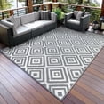thumbnail image 3 of Aonewoe Outdoor Rug 9x12 Waterproof Reversible Camping Rug Patio Rug Plastic Straw Rug Outside Indoor Outdoor Area Rug for Patio Deck Balcony Picnic Beach, Gray & White, 3 of 9