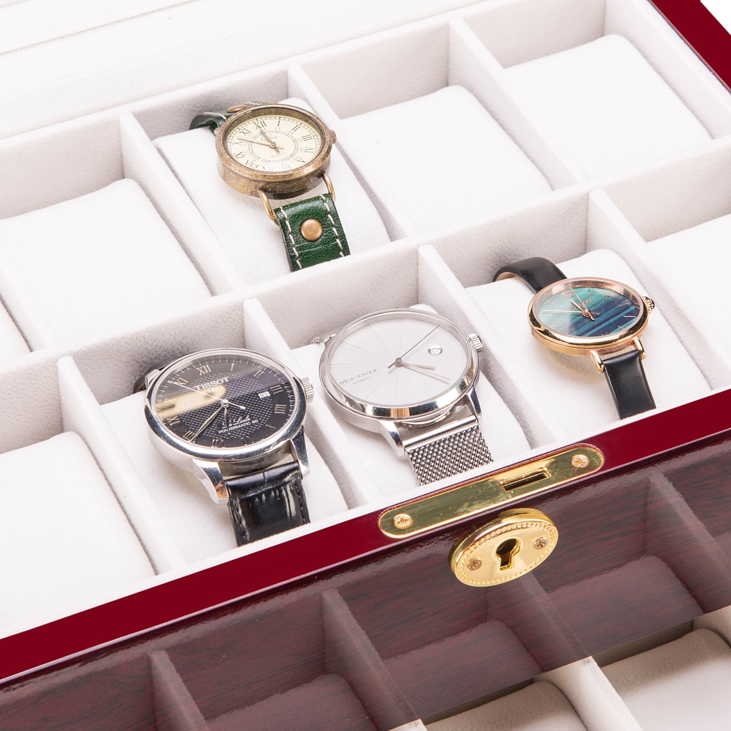Lowestbest 20 Slots Wooden Case Watch Box, Display Case Glass Top Jewelry Storage Organizer Lowestbest 20 Slots Wooden Case Watch Box, Display Case Glass Top Jewelry Storage Organizer