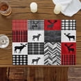 thumbnail image 3 of Retro Reindeer Silhouette Placemats Set of 6,Wipeable Washable Table Mats for Dining Tables, Buffalo Wood Plank Stitching Art Place Mats for Kitchen Event Party Tabletop Decor, 3 of 9