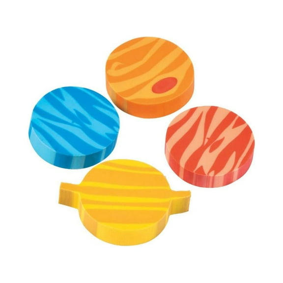 Planet Shaped Erasers - Party Favors - 12 Pieces