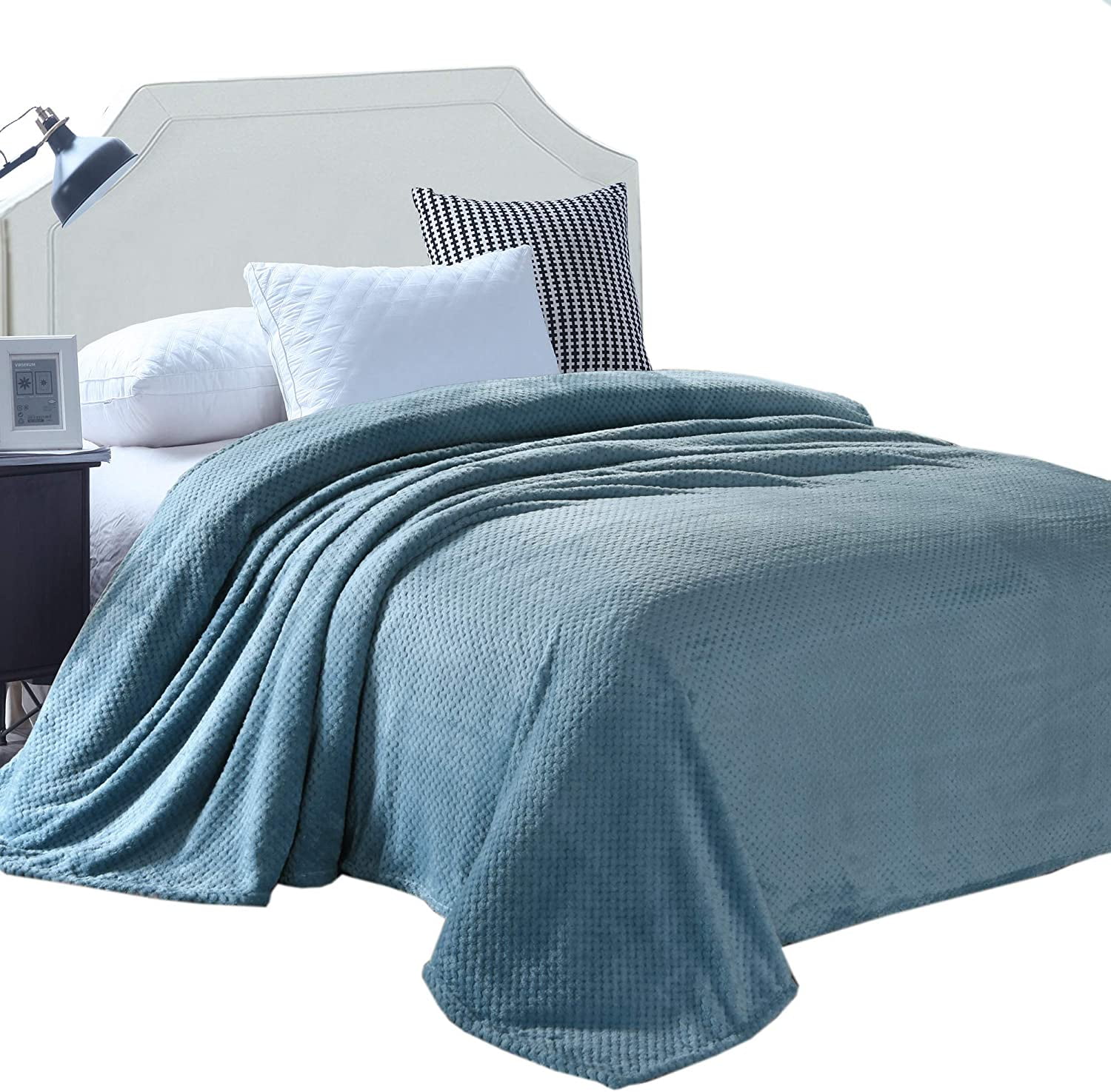 ご注意ください Exclusivo Mezcla Waffle Textured Soft Fleece Blanket,King Size Bed  Blanket 毛布、ブランケット
