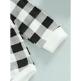 thumbnail image 6 of Autumn Infant Long Sleeve Romper Set, Baby Girls Boys Color Matching Plaid Round Collar Jumpsuit + Headwear Casual Clothes, 6 of 7
