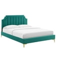thumbnail image 2 of Modway Sienna Performance Velvet Full Platform Bed in Teal, 2 of 10