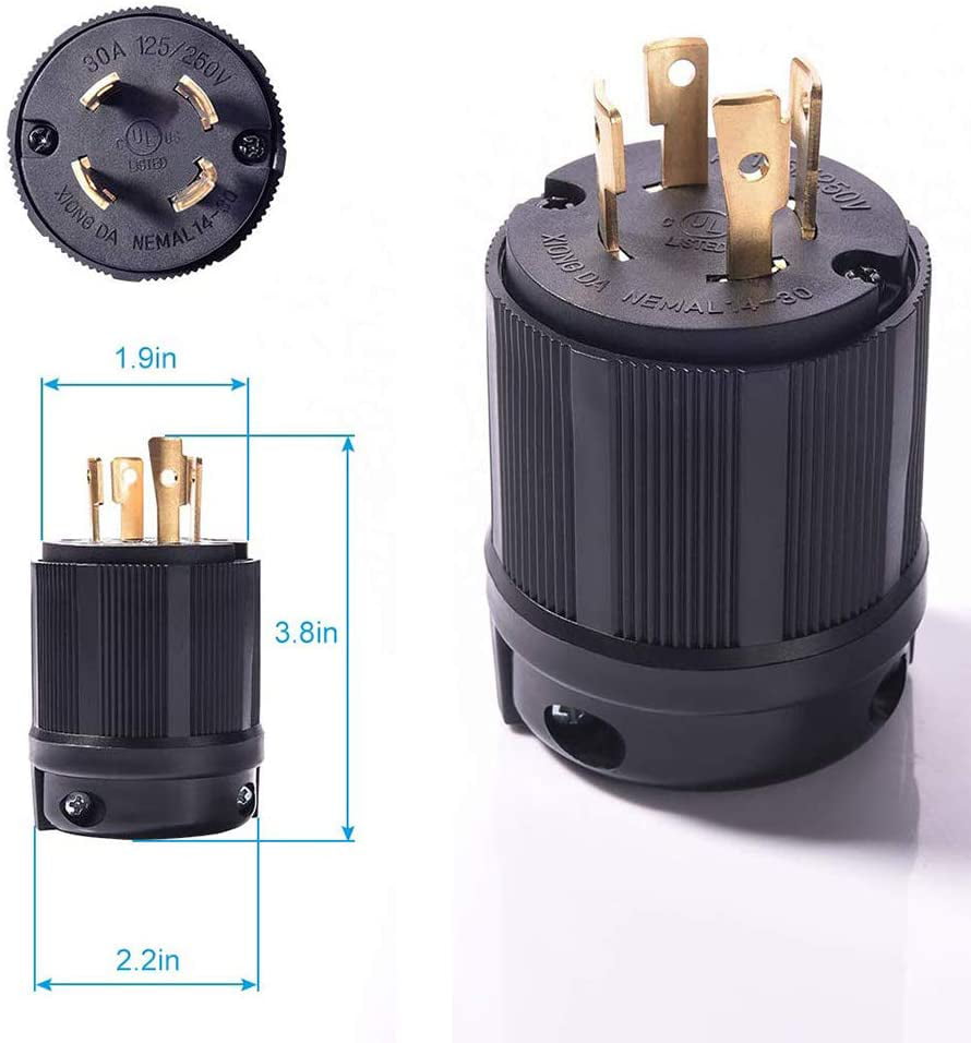 Plug Connector NEMA L14-30R L14-30P 30A 125/250V for Generator Cord Assembly 584 