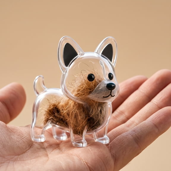 CQCYD Clear Dog-Shaped Pet Hair Memorial Keepsake Keychain, Portable Puppy Fur Storage Capsule, Sentimental Gift for Dog Lovers, Transparent Pendant with Key Ring
